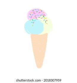 Vector illustration  ice cream cone in cartoon style isolated on white background