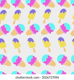 Vector illustration of ice cream in a cone and popsicle, for interior wallpaper covers