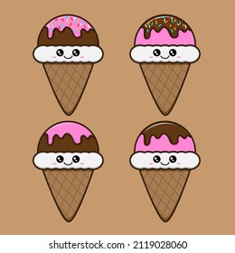 Vector illustration of an ice cream cone. Good for children's picture books, book covers, etc.