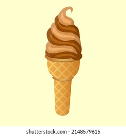 Vector illustration. Ice cream cone in a waffle cup