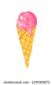 vector illustration of ice cream cone in watercolor for banners, cards, flyers, social media wallpapers, etc.