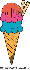 Vector Illustration of Ice Cream Cone