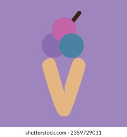 Vector illustration of ice cream in a  cone. Icecream in  for a poster