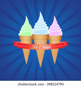 Vector illustration of ice cream cone.