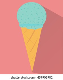 Vector illustration of ice cream cone  with a shadow