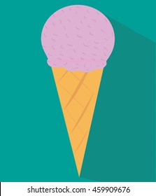 Vector illustration of ice cream cone  with a shadow