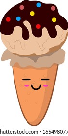Vector Illustration Ice Cream Cones Kawaii Stock Vector (Royalty Free ...