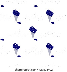 Vector illustration of   ice cream cones with space inside. Seamless hipsrter pattern. Vector background.