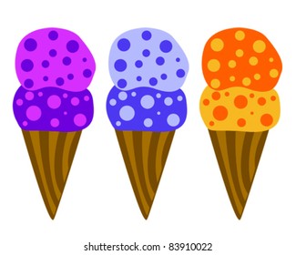 Vector illustration of ice cream cones