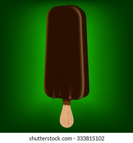 Vector illustration of Ice cream covered by dark chocolate. Fully scale-able with high resolution great for showcase, product presentation, advertising. Realistic vector icecream.
