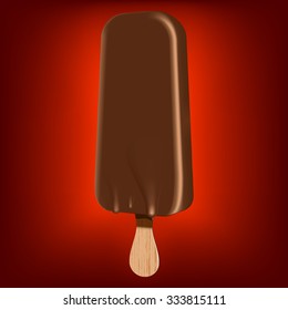 Vector illustration of Ice cream covered by milk chocolate. Fully scale-able with high resolution great for showcase, product presentation, advertising. Realistic vector icecream.