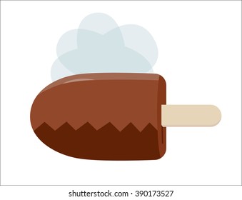 A vector illustration of a ice cream covered in chocolate. A part of Dodo collection - a set of educational cards for children. 