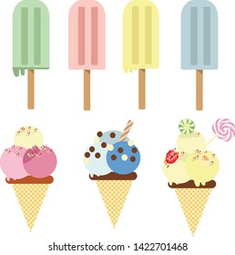 Vector illustration of ice cream created on a very horn summer day 