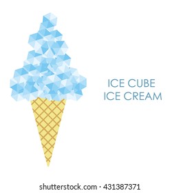 vector illustration / ice cream with ice cubes