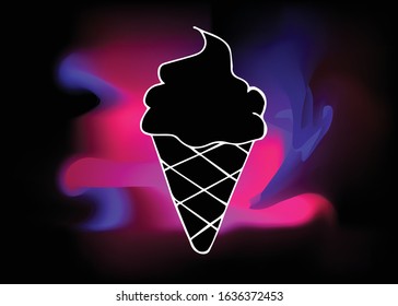 Vector Illustration of Ice Cream Dessert Food with Neon Background