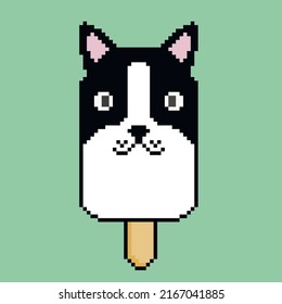 Vector illustration of ice cream dog in pixel graphics
