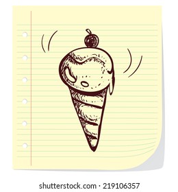 Vector illustration of an ice cream in doodle style