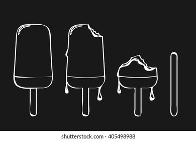 Vector illustration of ice cream. Drawing chalk