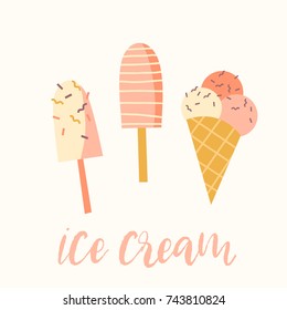 Vector illustration of ice cream. Element design.