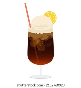 Vector illustration of Ice cream float, Cola float.