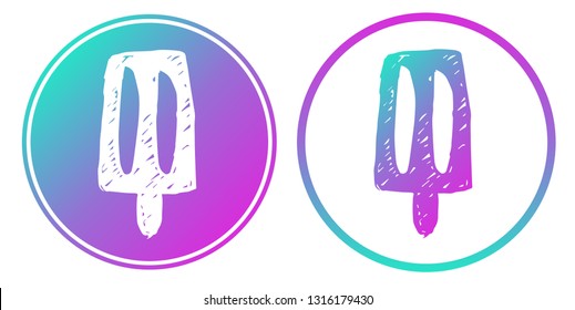 Vector Illustration of Ice Cream Food with Gradient Circle Blue and Violet. Logo, Sticker and Icon for Graphic Design.