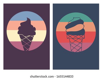 Vector Illustration of Ice Cream Food Dessert Poster with Vintage Colors and Background. This is Perfect for Card, Decoration, and Layout.