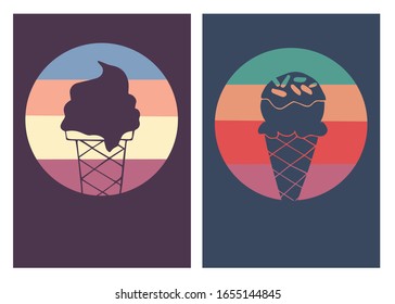 Vector Illustration of Ice Cream Food Dessert Poster with Vintage Colors and Background. This is Perfect for Card, Decoration, and Layout.