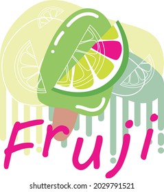 Vektorgrafik von Eis mit Früchten, Grafik