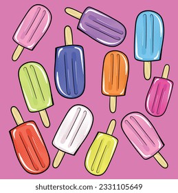 Vector illustration of ice cream. Hand-drawn vector art.