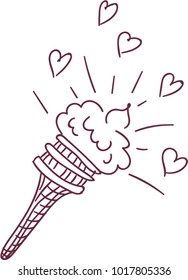 Vector illustration. Ice cream with hearts. St Valentine's Day.