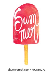 Vector illustration of an ice cream with 'hello summer' text