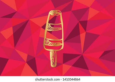 Vector Illustration of Ice Cream Icon with Red Polygon and Geometric. Graphic Design for Template, Layout, Background, Poster and More