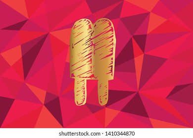 Vector Illustration of Ice Cream Icon with Red Polygon and Geometric. Graphic Design for Template, Layout, Background, Poster and More