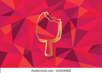 Vector Illustration of Ice Cream Icon with Red Polygon and Geometric. Graphic Design for Template, Layout, Background, Poster and More