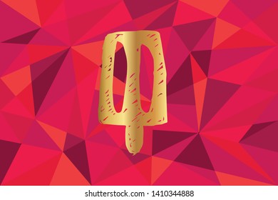Vector Illustration of Ice Cream Icon with Red Polygon and Geometric. Graphic Design for Template, Layout, Background, Poster and More