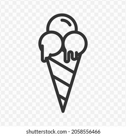 Vector illustration of ice cream icon in dark color and transparent background(png).