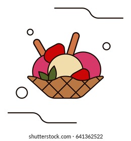 Vector illustration of ice cream icons in flat style