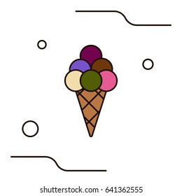 Vector illustration of ice cream icons in flat style