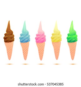 Vector illustration of ice cream, isolated on white
