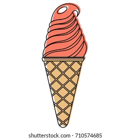 Vector illustration of ice cream isolated on white background. Vector illustration