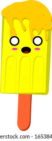 Vector Illustration Ice Cream Kawaii Shocked Expression