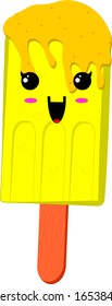 Vector Illustration Ice Cream Kawaii Cheerful Expression