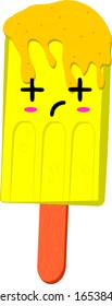 Vector Illustration Ice Cream Kawaii Being Sick Expression