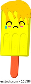 Vector Illustration Ice Cream Kawaii Crying Expression