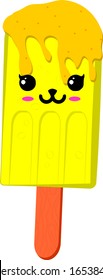 Vector Illustration Ice Cream Kawaii Blushing Expression