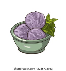 Vector illustration of ice cream . Lavender icecream. Vector ESP10