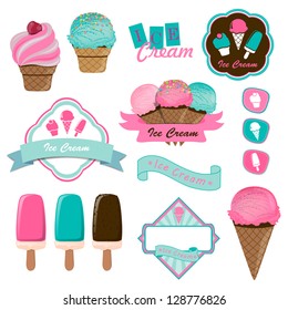 Vector Illustration of Ice Cream Logo Badges and Labels