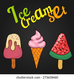 Vector Illustration of Ice Cream Logo Badges and Labels