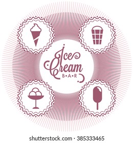 Vector illustration of ice cream. Logo for dessert.
