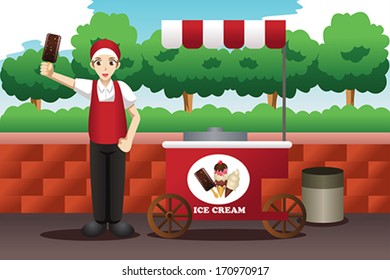 A vector illustration of ice cream man